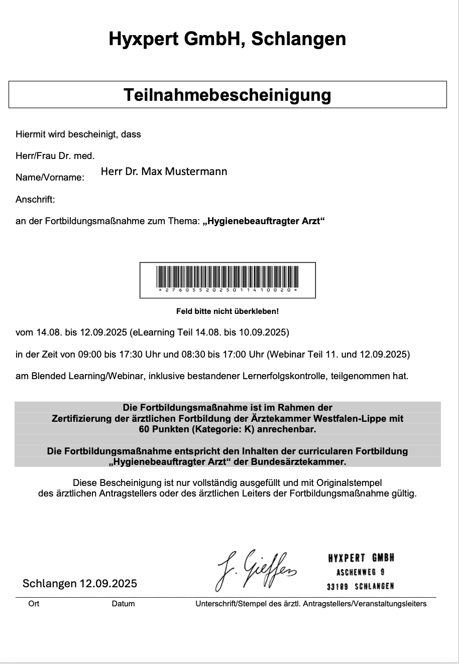 Ärztekammer Zertifikat